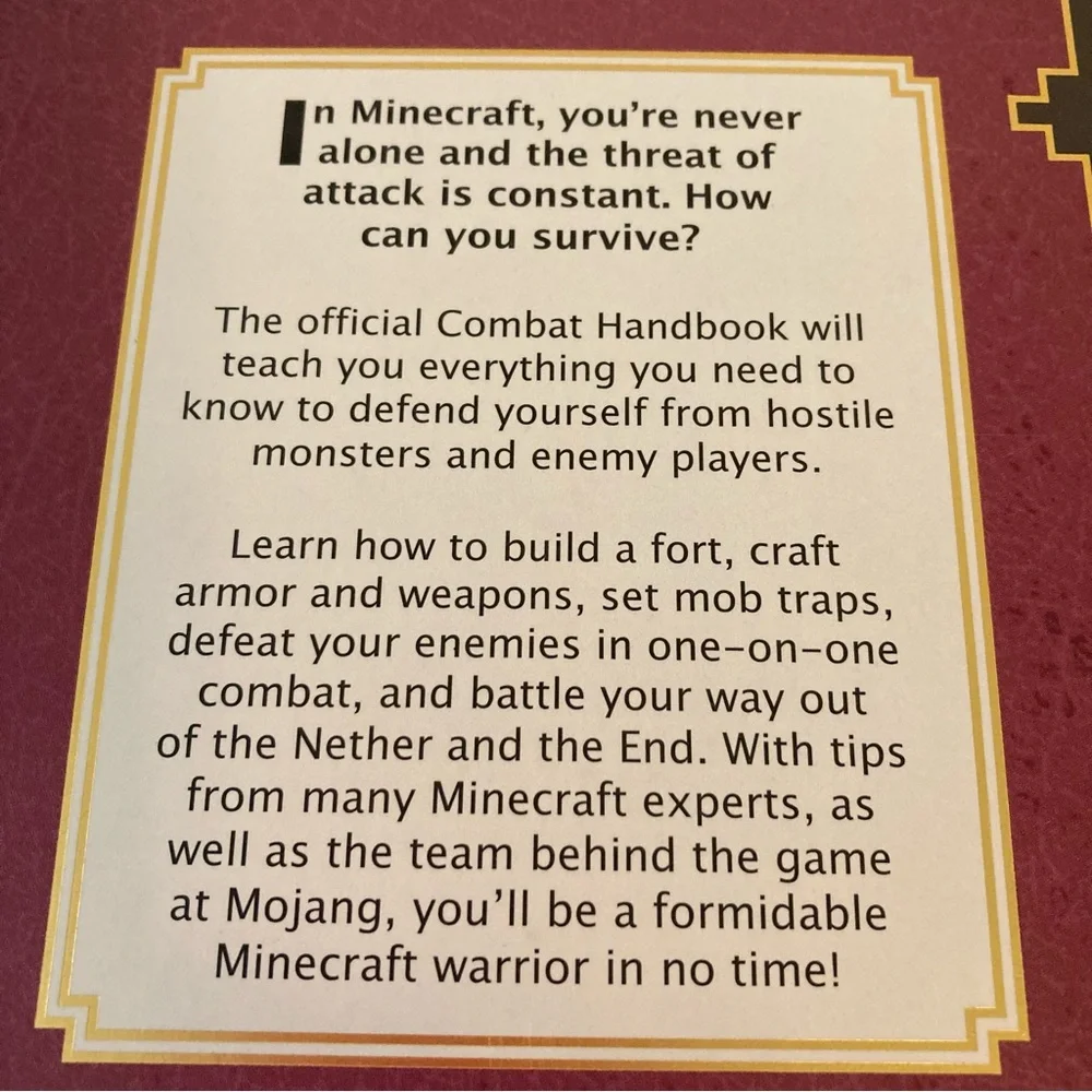 Minecraft Combat Handbook Hardcover by Mojang 2014